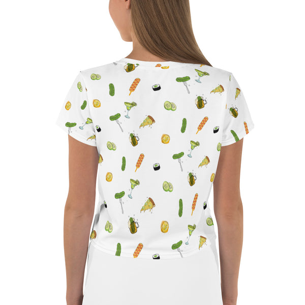 Pickle Food Icons Crop Tee in White