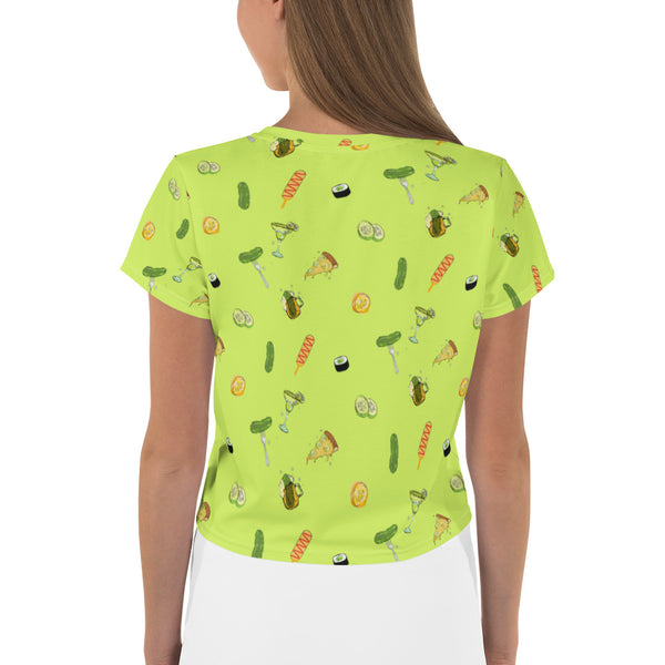 Pickle Food Icons Crop Tee in Light Green