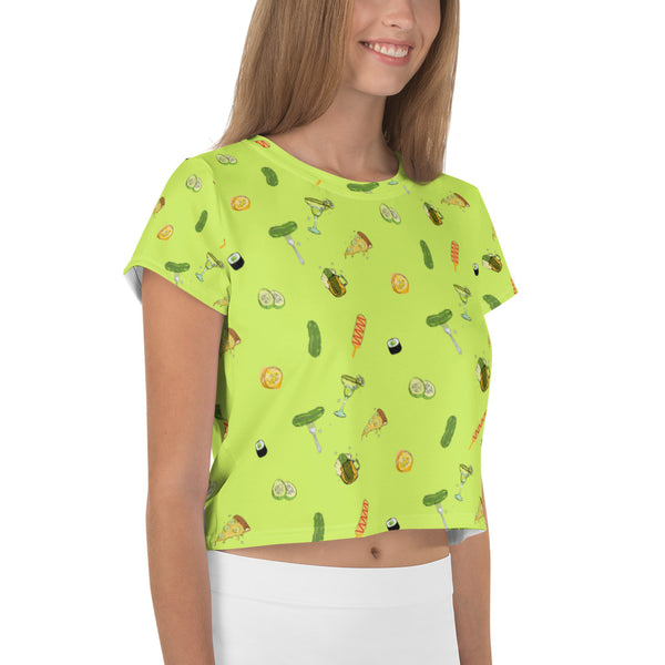 Pickle Food Icons Crop Tee in Light Green