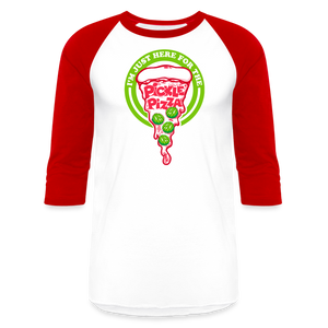 I'm Just Here For The Pickle Pizza - Baseball T-Shirt - white/red