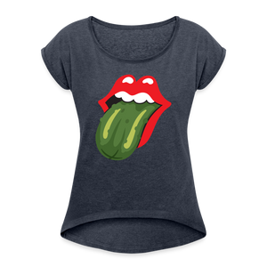 Women's Vintage Pickle Roll Cuff T-Shirt - navy heather