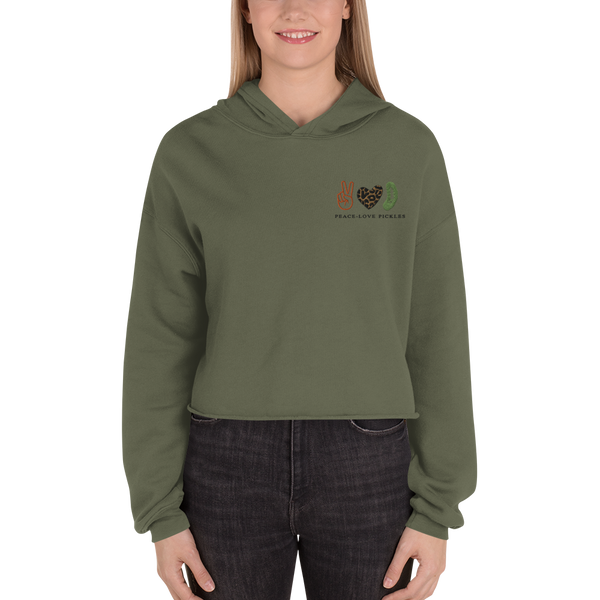 PEACE-LOVE-PICKLES Crop Hoodie