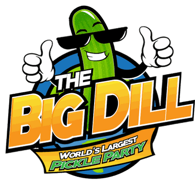 Logo of 'The Big Dill' with a pickle character giving thumbs up on a black background