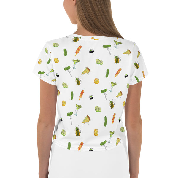 Pickle Food Icons Crop Tee in White