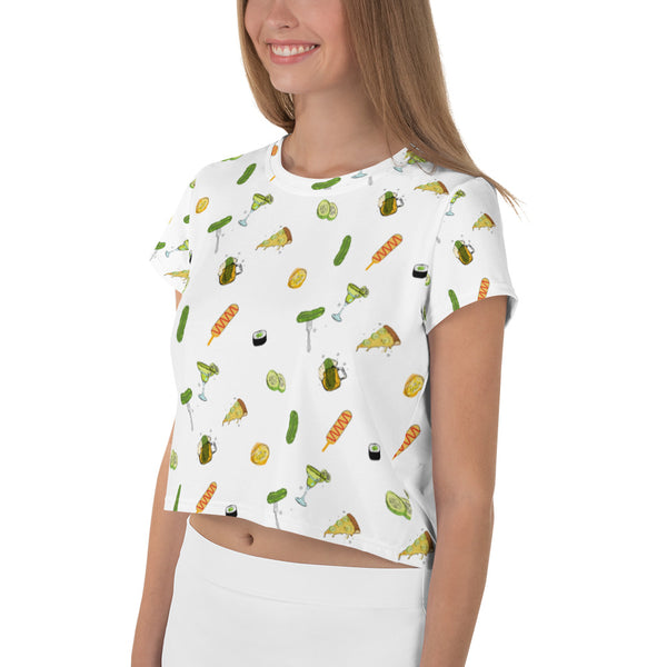 Pickle Food Icons Crop Tee in White