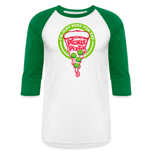 I'm Just Here For The Pickle Pizza - Baseball T-Shirt - white/kelly green