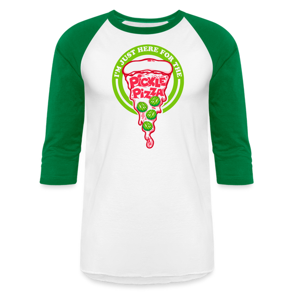 I'm Just Here For The Pickle Pizza - Baseball T-Shirt - white/kelly green