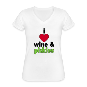 I Love Wine & Pickles T Shirt - white